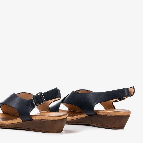 Black women's sandals on a low wedge Jaliga - Footwear 1