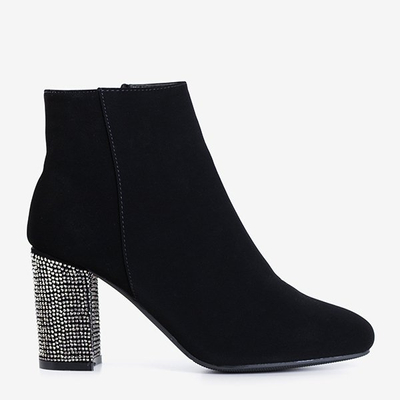 Black women's boots on a post with cubic zirconia Wilpa - Footwear