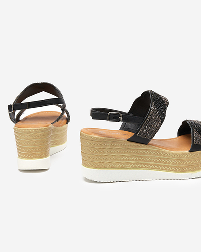 Women's black sandals with cubic zirconia Acroq - Shoes