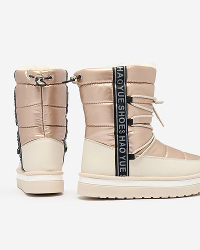 Royalfashion Pink and beige Gepanden women's snow boots