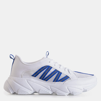 White and blue sports sneakers for women Justar - Footwear