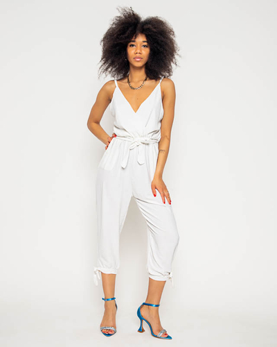 Women's white jumpsuit with thin straps - Clothing