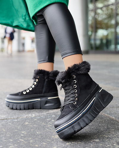 Black women's lace-up platform snow boots Neatesa - Footwear