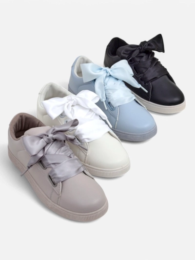 Royalfashion Women's eco-leather sneakers with decorative laces Etti