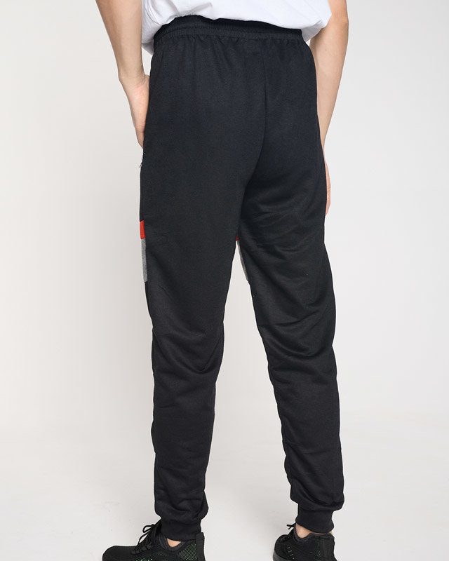 Vīriešu melnas sporta bikses ar uzrakstiem - Apģērbs