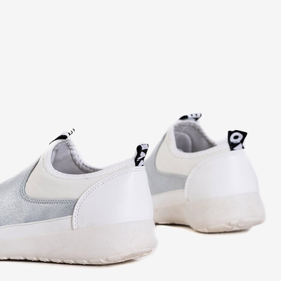 Jadena white and silver women's sports shoes - Footwear