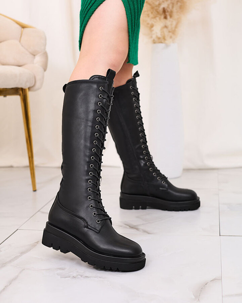 Royalfashion Black lace-up women's boots Decovbo