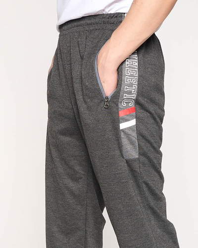 Men's dark gray sweatpants with inscriptions - Clothing