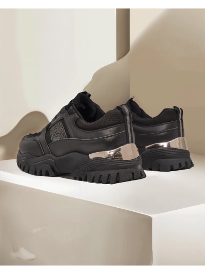 Arete Nero women's flat ecological leather sneakers