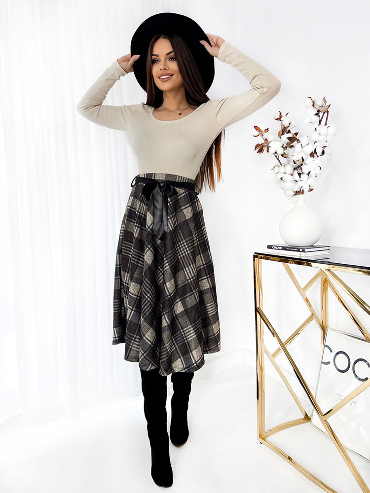 Royalfashion Pelēks sieviešu pīrāgu midi svārki