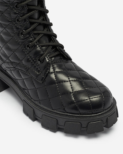 Black low boots with quilted upper Tepano - Footwear