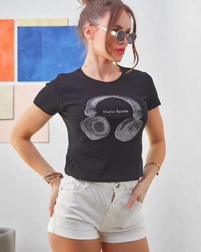 Royalfashion Women's cotton t-shirt with Music Speaking print