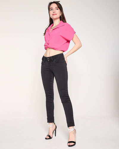 Classic women's black low waist jeans - Clothing