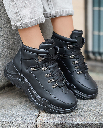 Melni eko ādas sniega zābaki Rueq- Footwear