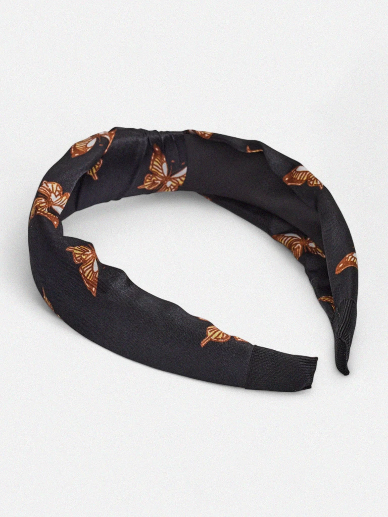 Royalfashion Plaid Headband with Butterflies Butterfly Weave