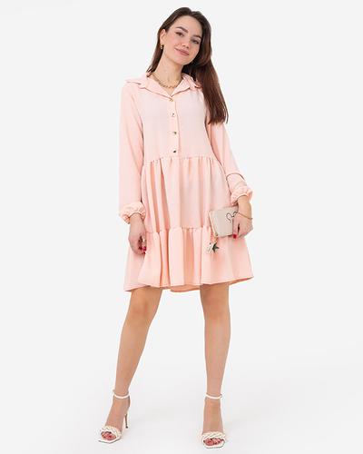 Women's powder flared dress with a frill - Clothing