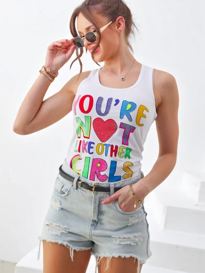 Royalfashion Sieviešu kokvilnas topiņš ar siksnām un unikāliem rakstiem