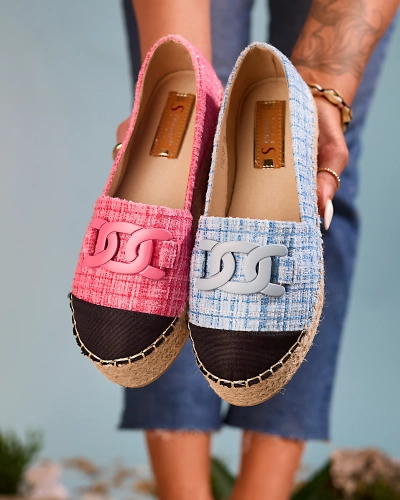 Royalfashion Sieviešu pleds espadrilles rozā krāsā Dempik