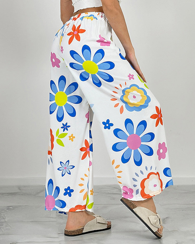 Royalfashion Sieviešu platās bikses ar ziedu rakstu