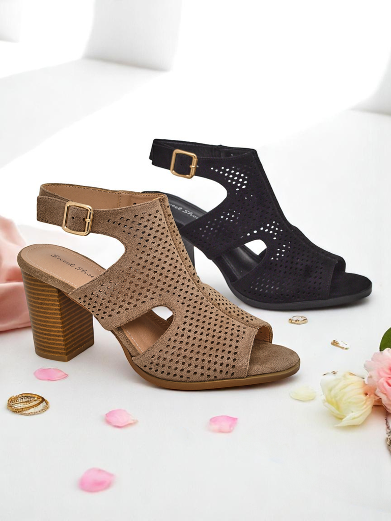 Royalfashion Women’s cut-out block-heel sandals Abetle