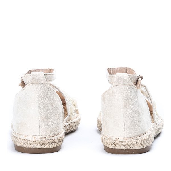 Beżowe espadryle z koronkowym haftem Eliza - Obuwie