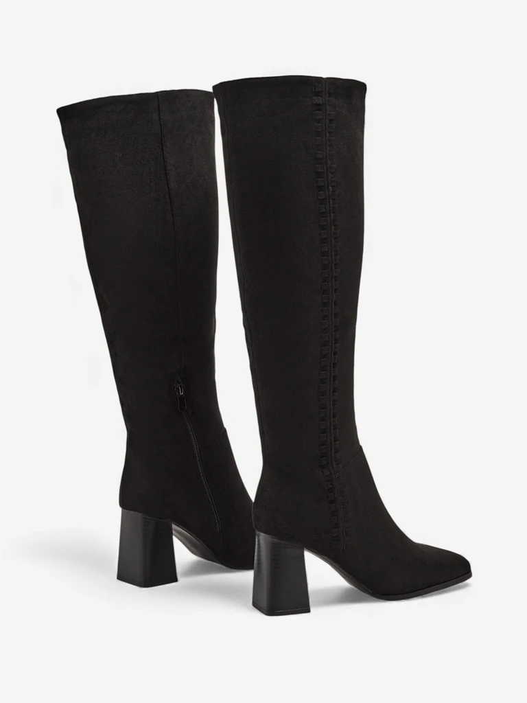 Женские сапоги из эко-замши на каблуке-столбике Fottor