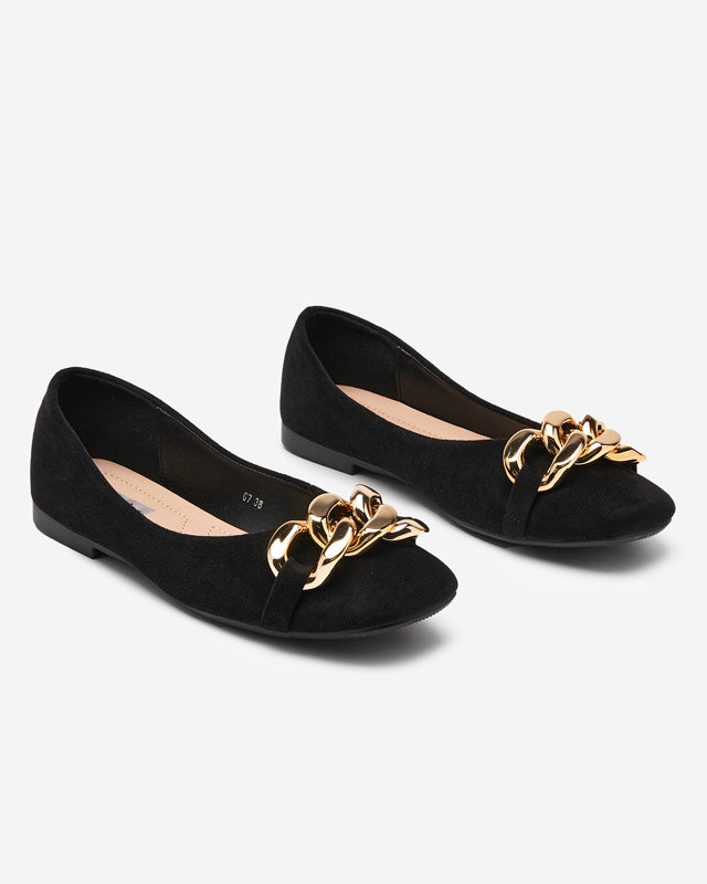 Black women's ballerinas with Caviene ornament - Footwear