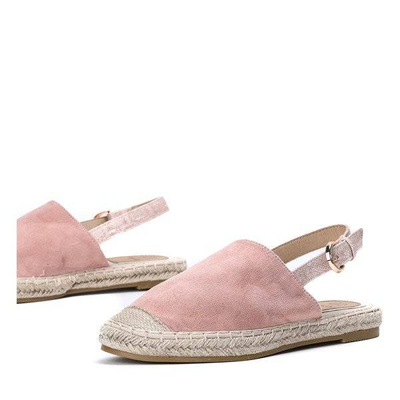 OUTLET Różowe espadryle z eko - zamszu z odkrytą piętą Daisy - Obuwie