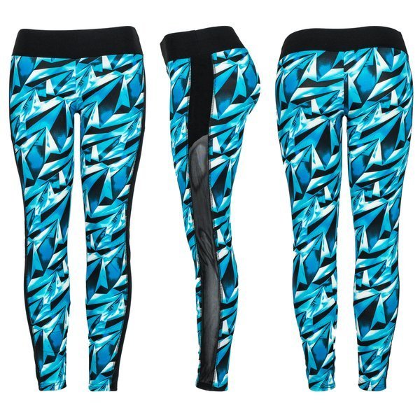 Blue leggings with a geometric pattern - Pants 1