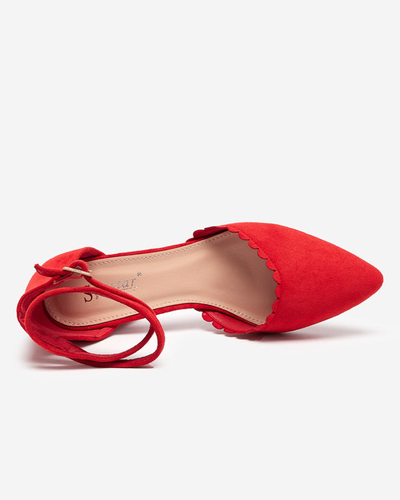 OUTLET Red eco-suede women's sandals on the Ametis post - Footwear