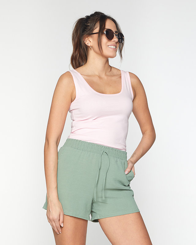 Women's green fabric shorts PLUS SIZE - Clothing