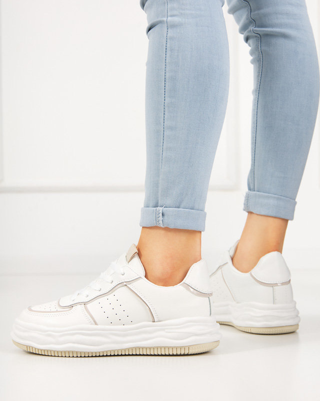 OUTLET Ladies' beige sports shoes with Dekavi inserts - Footwear