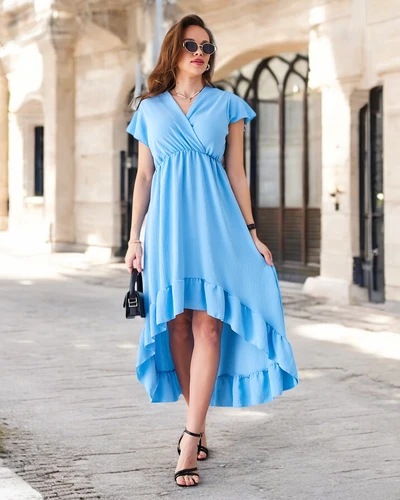 Royalfashion Women's midi dress with an asymmetrical hem