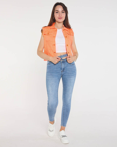 Orange denim vest for women - Clothing