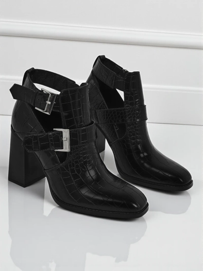 Embossed women's ankle boots on a block heel Burnt Halo