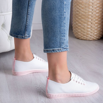 White sneakers with pink Mika inserts - Footwear