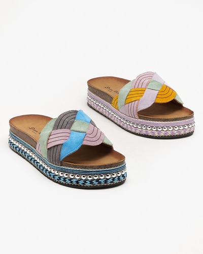 Violet women's slippers on a thick sole Cekolina - Footwear