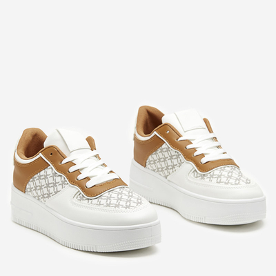 Women's white sports shoes with Glou print - Footwear