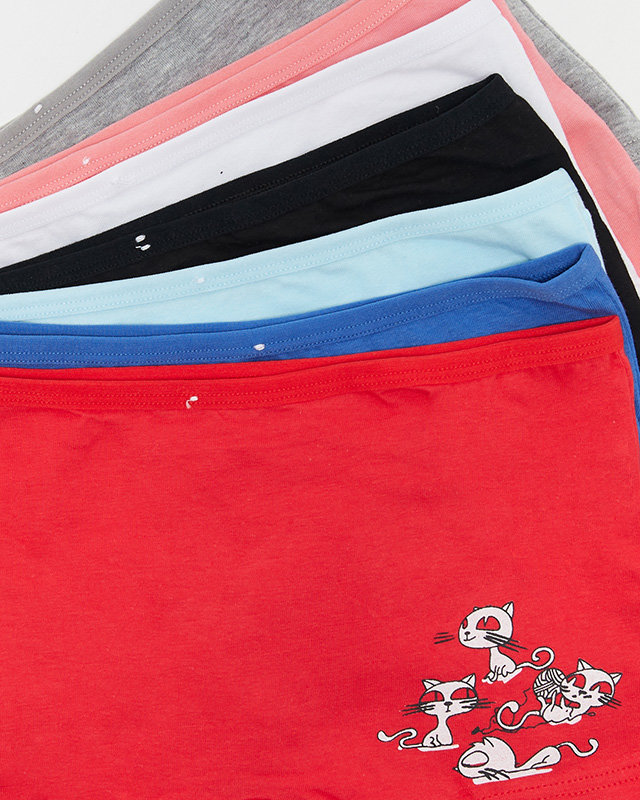 Multicolored women's boxer shorts with a print 7 / pack PLUS SIZE - Underwear