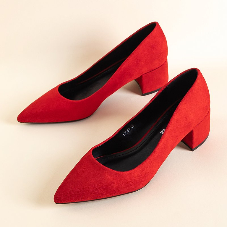 Red women's pumps with a low heel Lavender - Shoes