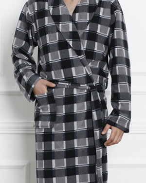 Gray men's checkered bathrobe - Clothing