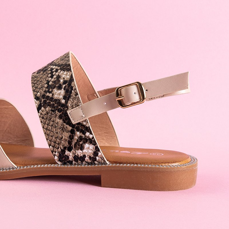 Beige snake women's sandals Venilia - Footwear