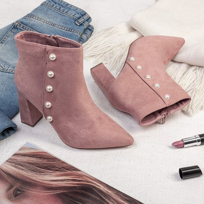 Pink boots with pearls on a high post Maya - Footwear 1