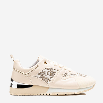 Beige women's sports shoes with a silver insert Klam - Shoes