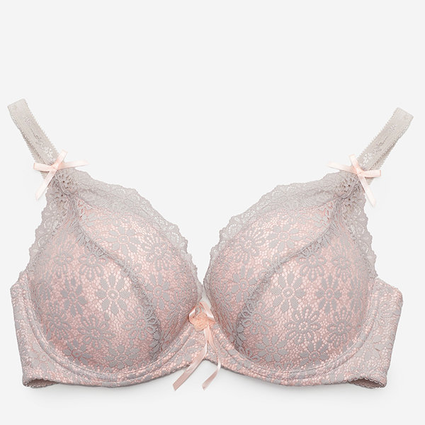 Pink and gray women's lace bra - Underwear