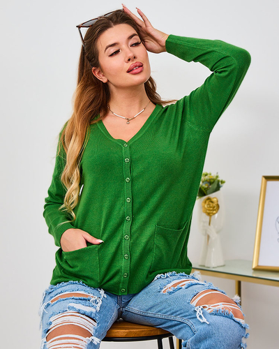 Royalfashion Green women's cardigan sweater with pockets