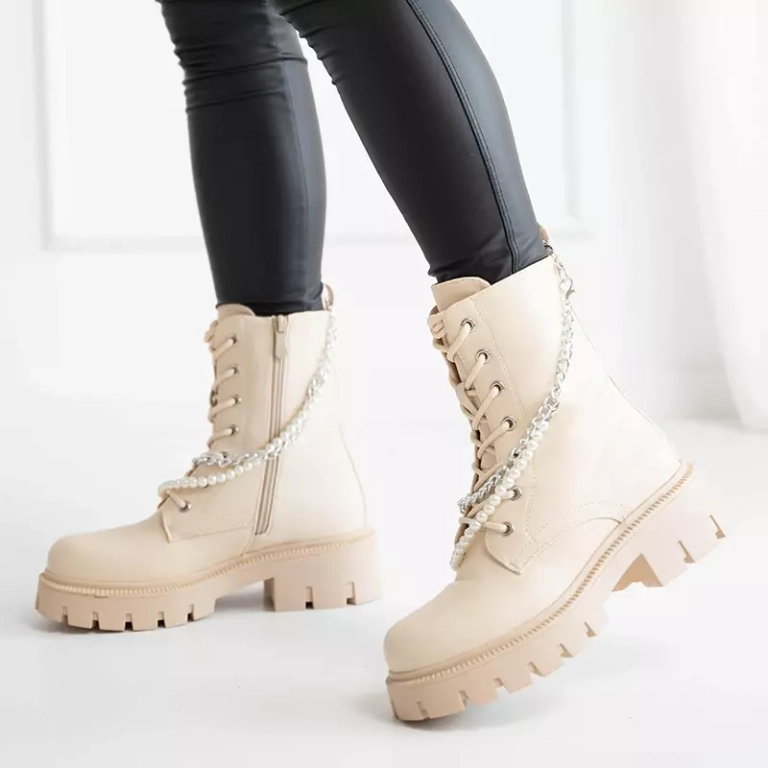 OUTLET Кремовые женские сумки с цепочкой и жемчугом Агсива - Обувь