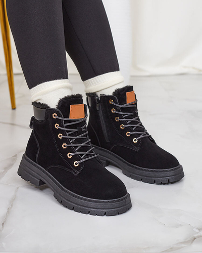 Royalfashion Melni sieviešu siltinātie traperu zābaki Radoras