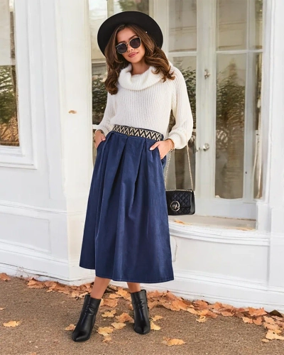 Royalfashion Sieviešu velveta vidējais svārki