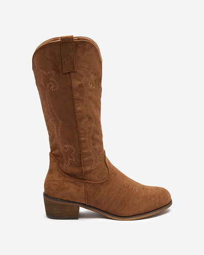 Women's mid-calf insulated boots with camel embroidery Redarika - Footwear